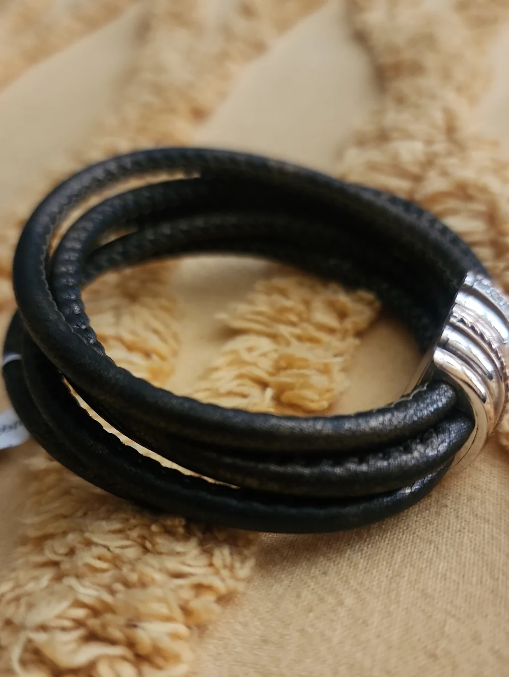 New Brighton Neptune's Rings Leather Bracelet with Crystals